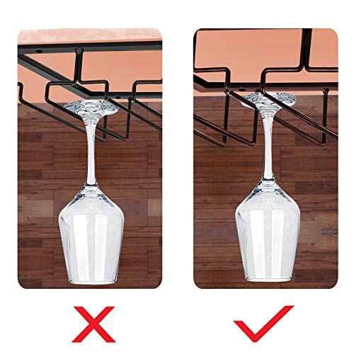 MOCOUM Wine Glasses Rack Under Cabinet Stemware Rack, Wine Glass Hanger Rack Wire Wine Glass Holder Storage Hanger for Cabinet Kitchen Bar (Brown, 4 Rows 2 Pack) - Image 5