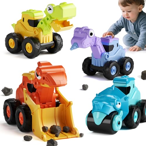 Dimoarch Construction Toys for 2 3 4 5 Year Old Boy Kids Toddlers Press and Go Dino Truck Construction Vehicle Toys Sandbox Excavator Toys Boy Birthday Gifts - Image 1