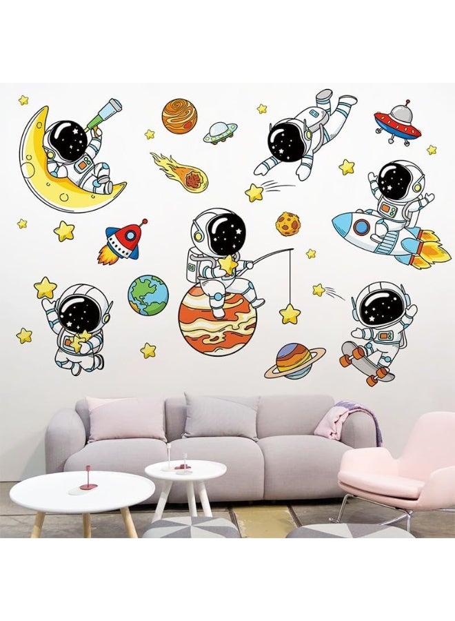 0TO1 TECH Cartoon DIY Wall Stickers, Children DIY Art Decal, Removable and Water Proof Wall Decoration, Mural Decorate for Nursery Playroom Decor, Kids Room Home Decorations Boys Bedroom Art (Astronaut) - Image 5
