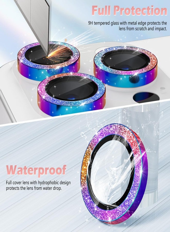 imluckies for iPhone 16 Pro - iPhone 16 Pro Max Camera Lens Protector, AR+AF Tempered Glass, 9H Ultra-Tough Metal Individual Lens Cover, HD Clear Camera Accessories - Glitter Colorful - Image 4