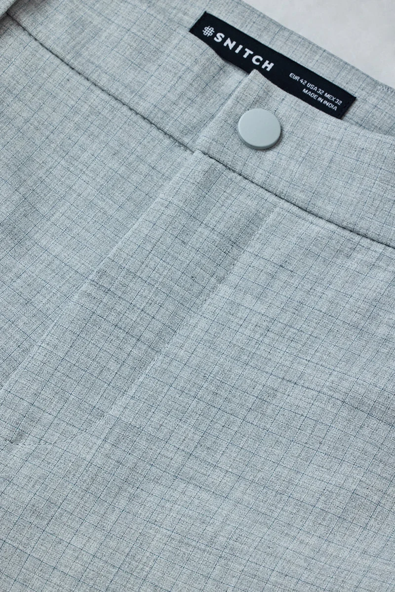 Snitch Grey Checks Slim Fit Stretch Trousers for Men | Best Price UAE