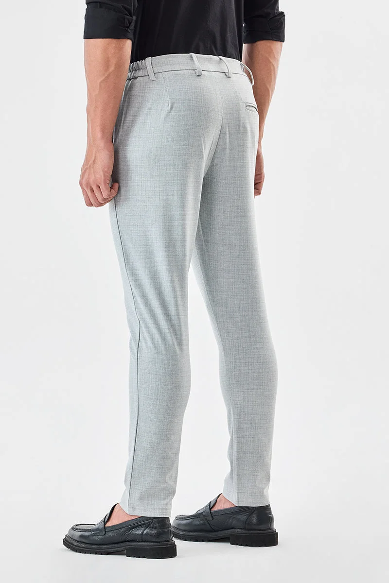 Snitch Grey Checks Slim Fit Stretch Trousers for Men | Best Price UAE