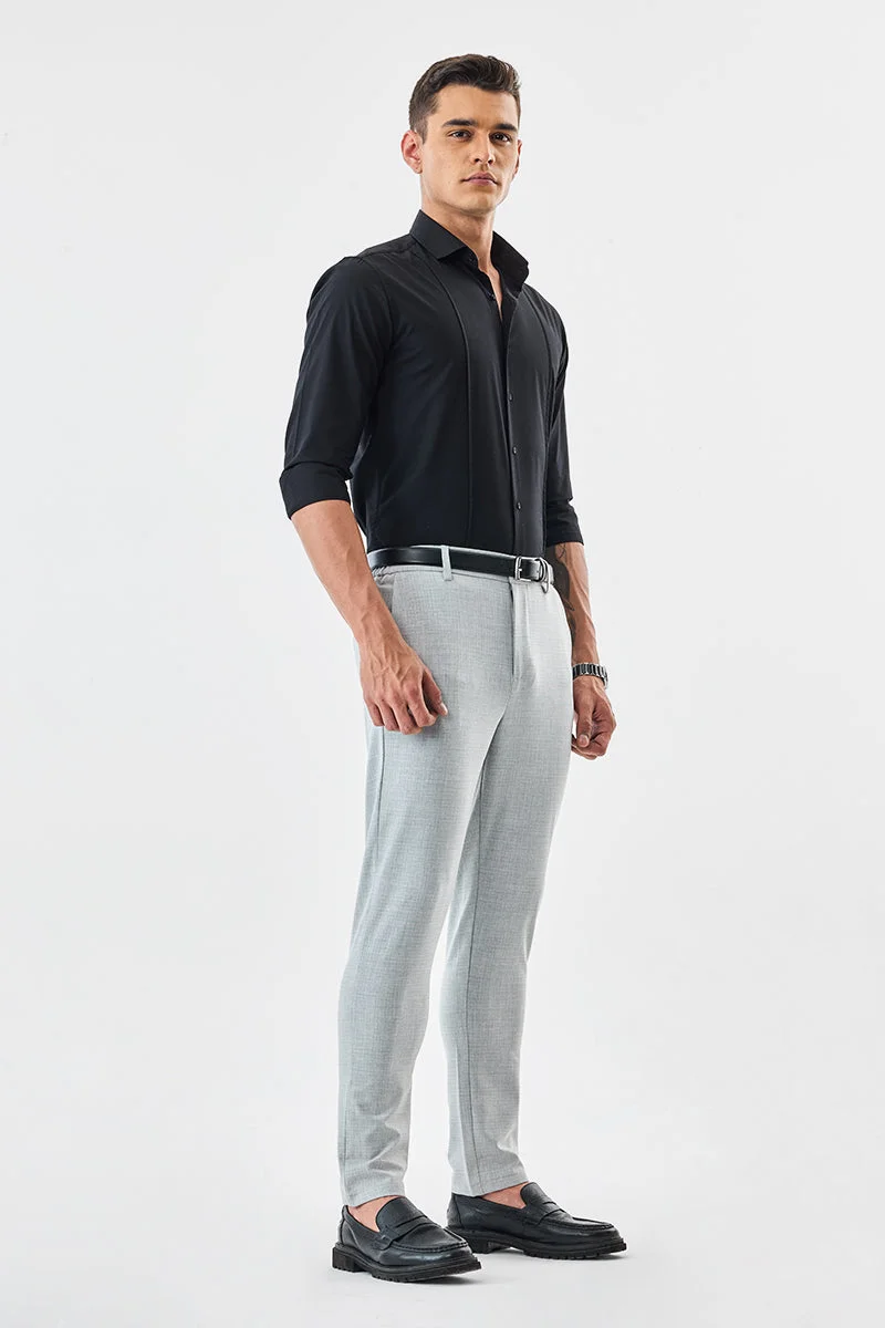 Snitch Grey Checks Slim Fit Stretch Trousers for Men | Best Price UAE