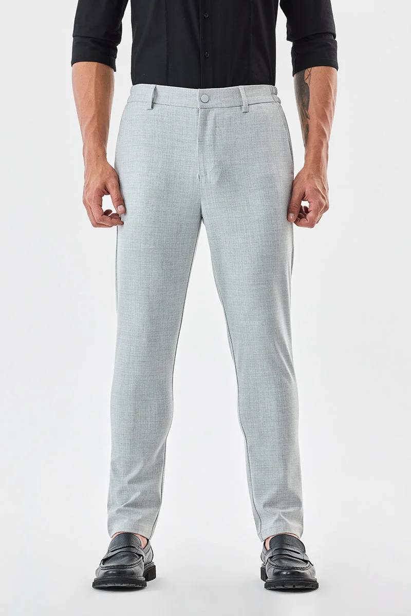 Snitch Grey Checks Slim Fit Stretch Trousers for Men | Best Price UAE