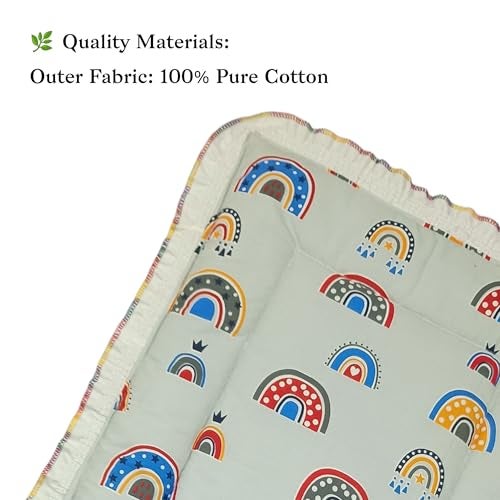 Fabrify 100% Soft Cotton New Born Baby Lacy Cotton Bed | Frill Mattress | Godari | Godali | Crib Sheet | Bedding Set | Godadi | Baby Mattress Rainbow (Pack of 2) - Image 3