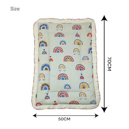 Fabrify 100% Soft Cotton New Born Baby Lacy Cotton Bed | Frill Mattress | Godari | Godali | Crib Sheet | Bedding Set | Godadi | Baby Mattress Rainbow (Pack of 2) - Image 2