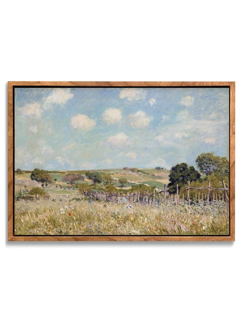 Today Idea Framed Impressionist Landscape Canvas Art, 12x16 Inch, Idyllic Countryside with Fluffy Clouds, Premium Wall Decor for Living Room, Bedroom, Study, Vibrant Nature Painting, Ready to Hang  - Image 1