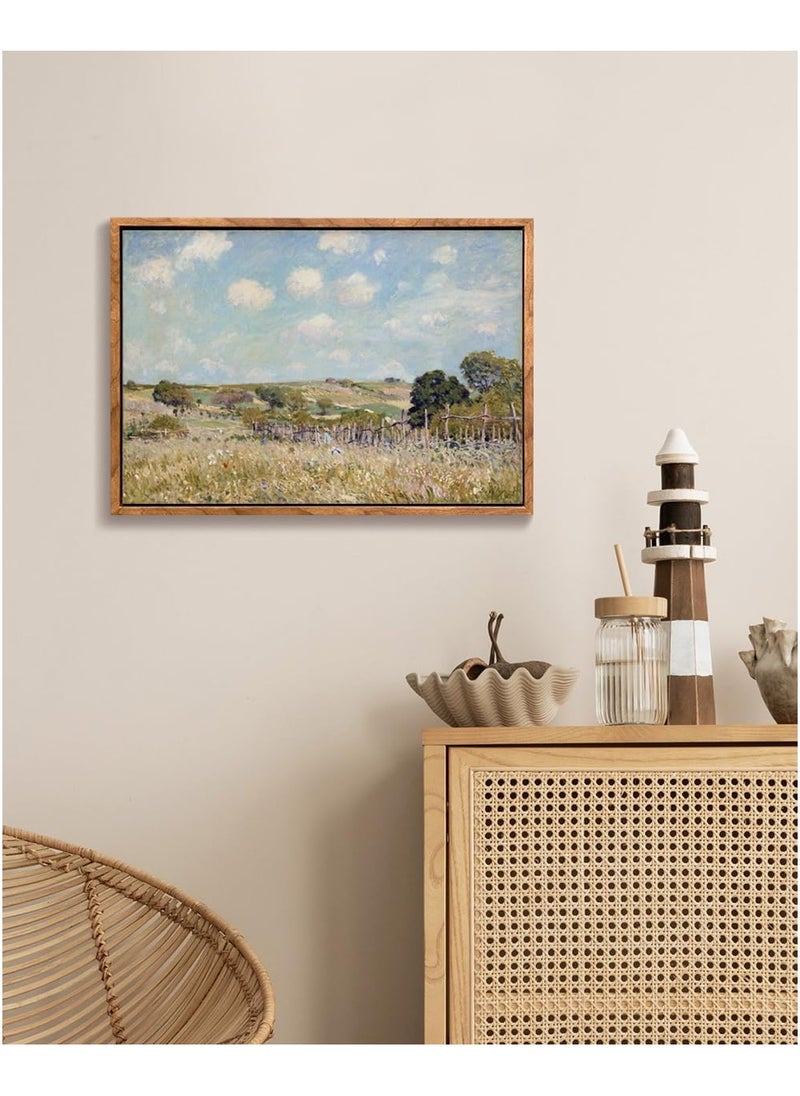 Today Idea Framed Impressionist Landscape Canvas Art, 12x16 Inch, Idyllic Countryside with Fluffy Clouds, Premium Wall Decor for Living Room, Bedroom, Study, Vibrant Nature Painting, Ready to Hang  - Image 2