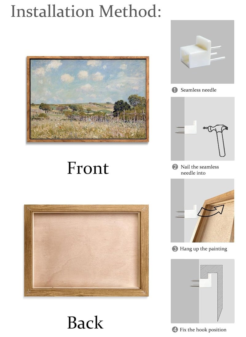 Today Idea Framed Impressionist Landscape Canvas Art, 12x16 Inch, Idyllic Countryside with Fluffy Clouds, Premium Wall Decor for Living Room, Bedroom, Study, Vibrant Nature Painting, Ready to Hang  - Image 4
