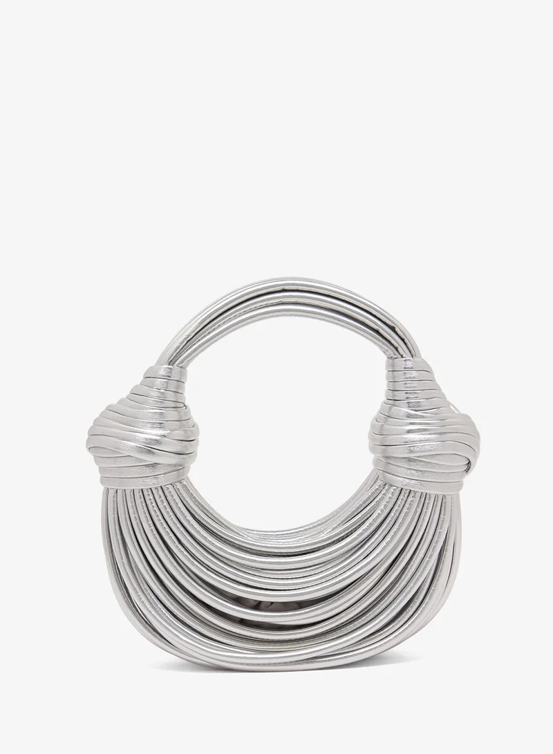 Namshi x metal silver woven metallic statement bag
