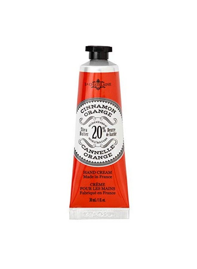 La Chatelaine كريم اليدين بزبدة الشيا بنسبة 20% والبرتقال والقرفة، حجم السفر 1 أونصة، زيت الأرجان العضوي، مرطب ومغذي، لوشن اليدين فائق الثراء، صنع في فرنسا، خالٍ من البارابين - Image 1