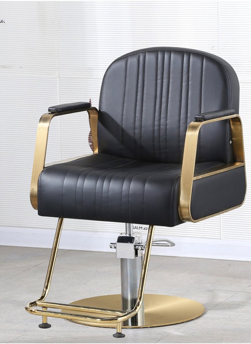 ETG ETG Gold Salon Chair, Hair Salon Chair with Upgraded Comfortable Cushion, 360°Swivel Black Salon Chair for Hair Stylist, Professional Styling Chair for Salon,Black  - Image 1