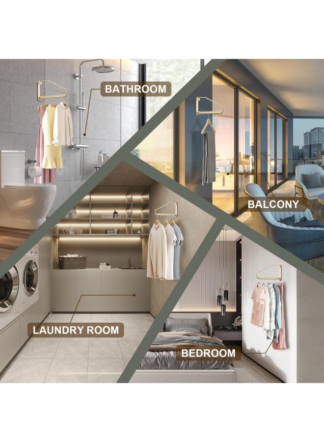 NEWRAIN Clothes Drying Rack, Heavy Duty Wall Mounted Swing Arm Hanger, Space Saver Clothes Dryer Rail, Clothes Hanger For Laundry Room, Garage, (1pc, Silver, Triangle Shape) - Image 3