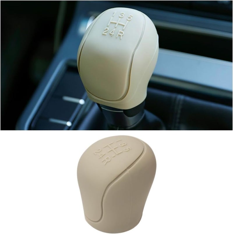 aakichi Universal 5-Speed Gear Stick Shift Cover | Elastic Silicone Gear Knob Protector for Manual Transmission | Anti-Slip, Durable & Comfortable Grip Gear Shifter Sleeve for Cars (Beige) - Image 1