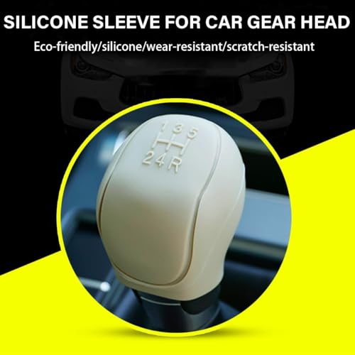 aakichi Universal 5-Speed Gear Stick Shift Cover | Elastic Silicone Gear Knob Protector for Manual Transmission | Anti-Slip, Durable & Comfortable Grip Gear Shifter Sleeve for Cars (Beige) - Image 3