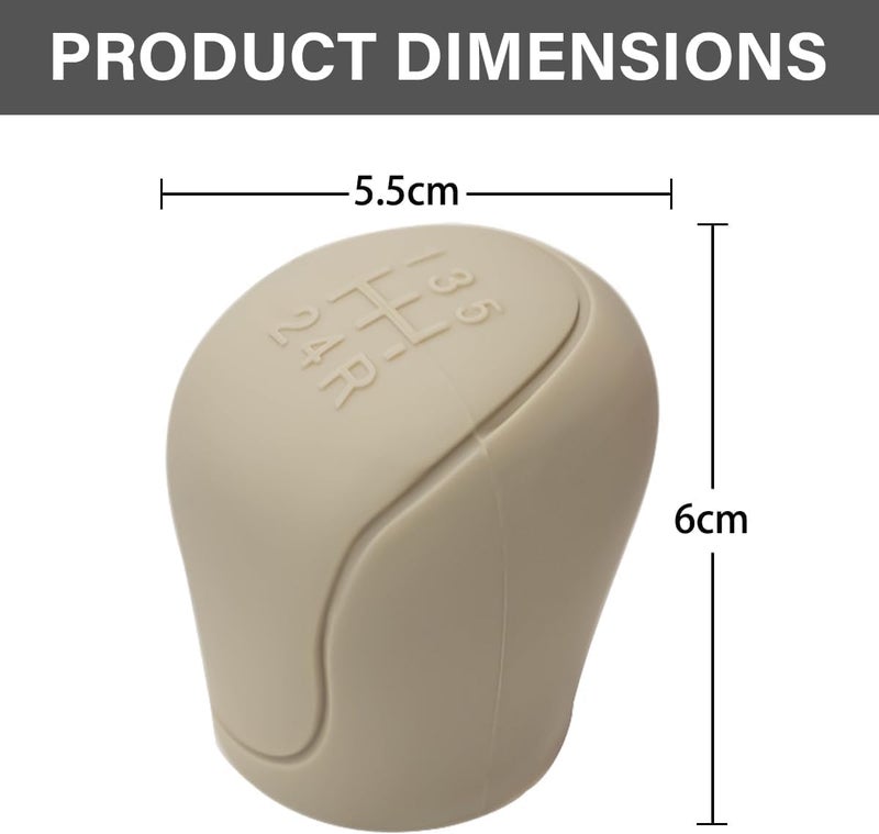 aakichi Universal 5-Speed Gear Stick Shift Cover | Elastic Silicone Gear Knob Protector for Manual Transmission | Anti-Slip, Durable & Comfortable Grip Gear Shifter Sleeve for Cars (Beige) - Image 2