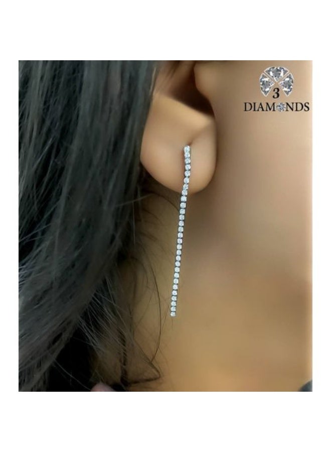 3Diamonds Platinum & Rhodium Plated Chain Earrings with Cubic Zirconia Elegant Drop Design - Image 2