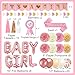 Bolake Pink Baby Shower Decorations for Girl Set with Its a Girl Banner Baby Girl Letter Foil Balloons Mom to Be Sash Dad to Be Pin Paper Pom Poms for Gender Reveal Decorations - Image 4