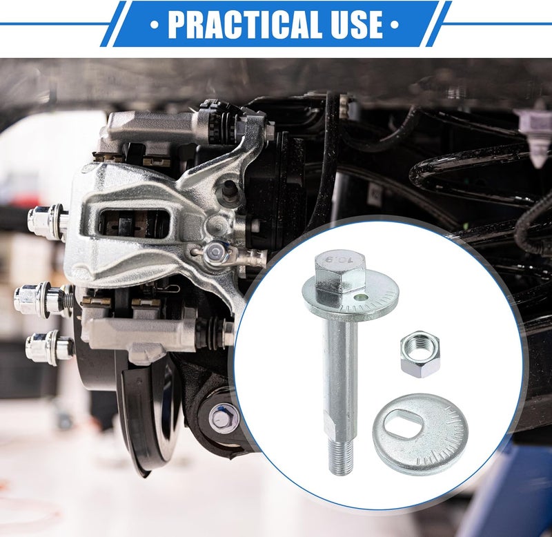 VekAuto 4 Pcs Eccentric Alignment Camber Bolt Compatible for Mitsubishi Montero 20012006 Durable Metal Silver Tone Alignment Caster Fitting Adapter - Image 2