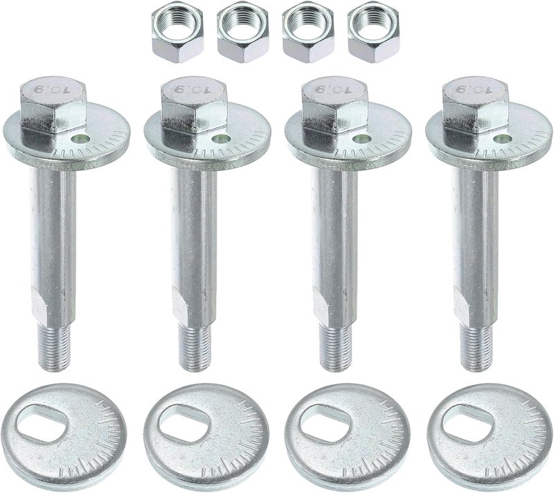 VekAuto 4 Pcs Eccentric Alignment Camber Bolt Compatible for Mitsubishi Montero 20012006 Durable Metal Silver Tone Alignment Caster Fitting Adapter - Image 1