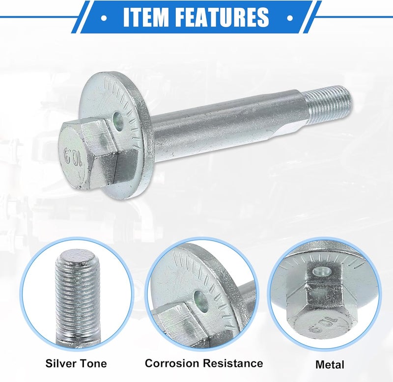 VekAuto 4 Pcs Eccentric Alignment Camber Bolt Compatible for Mitsubishi Montero 20012006 Durable Metal Silver Tone Alignment Caster Fitting Adapter - Image 4