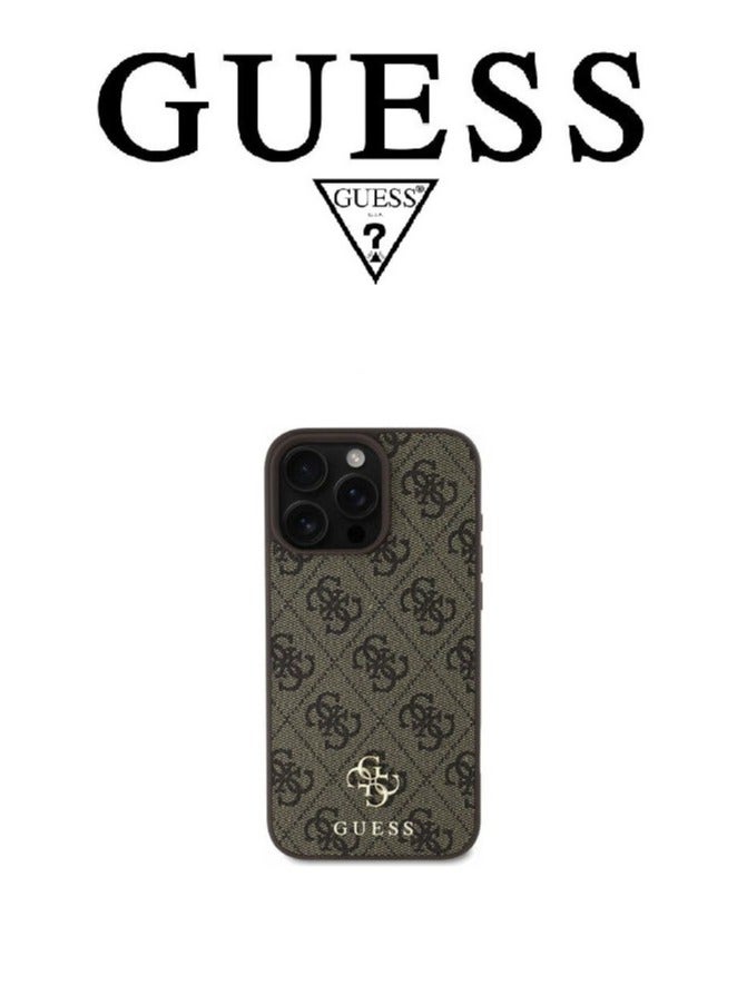 GUESS IPhone 16 Pro Max cover,supports MagSafe wireless charging, with a logo and a leather French design approved by the global brand Guess. From CG-MOBILE. In Brown  - Image 2