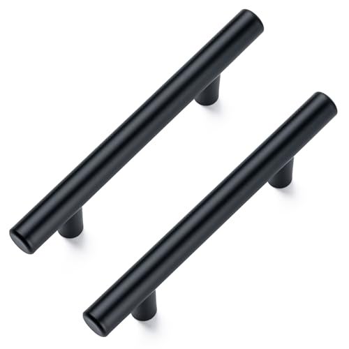 Aegero 4 Pack Cabinet Pulls Matte Black Stainless Cabinet Handles, for Kitchen and Bathroom Cabinets, 5 Inch Length, 3 Inch Hole Center - Image 1