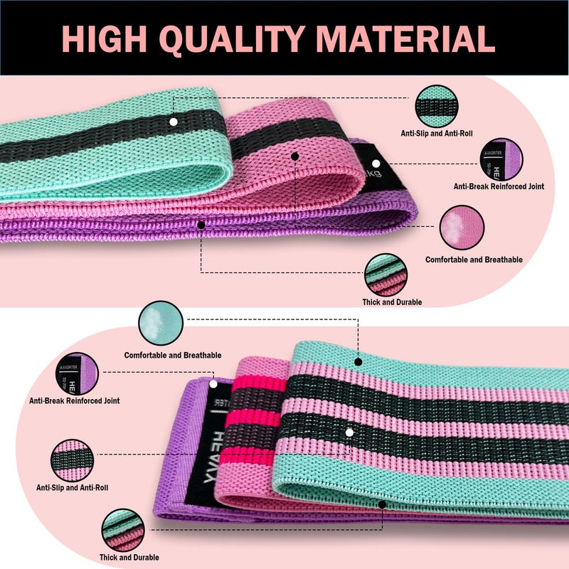 KANGFITER Long and Short Fabric Resistance Bands with Door Anchor 7 PCS, Non-Slip Stretch Booty Bands for Working Out Women & Men, Loop Exercise Elastic Bands for Home Physical Therapy Yoga Pilates - Image 3
