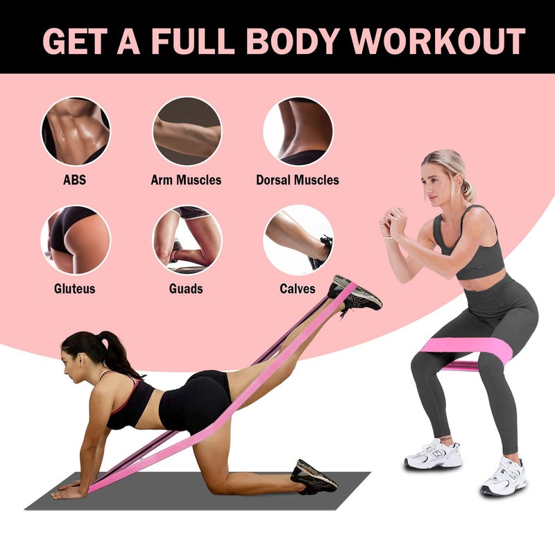 KANGFITER Long and Short Fabric Resistance Bands with Door Anchor 7 PCS, Non-Slip Stretch Booty Bands for Working Out Women & Men, Loop Exercise Elastic Bands for Home Physical Therapy Yoga Pilates - Image 4