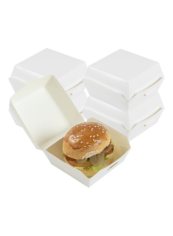 Restaurantware 2.8 x 2.8 x 2 Inch Mini Burger Boxes, 100 Clamshell Food Containers - Hinged Lid, Disposable, White Paper Take Out Boxes, For Appetizers Or Desserts, Serve Sliders or Finger Foods - Image 2