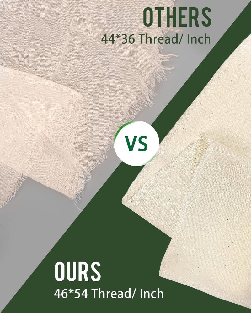 Dynta Cheesecloth for Straining Grade 100, 20 Pieces Reusable Hemmed Cheesecloth 20 x 20 Inches, 100% Unbleached Cotton Cheese Cloths for Straining, Filtering, Canning, Covering, Polishing and Decoration - Image 3