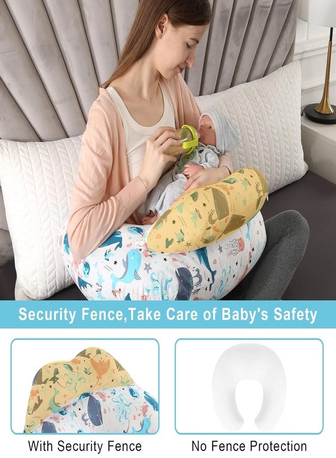 Proliva وسادة الرضاعة بروليفا للرضاعة الطبيعية مع وسادة داعمة، وسادة رضاعة للأطفال حديثي الولادة مع سياج أمان لدعم معزز، غطاء قابل للإزالة، حزام خصر قابل للتعديل - Image 5