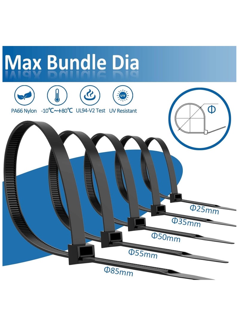 Giffex Self Locking Cable Ties | 160mm | 100 Pieces, Black | Heat Resistant Cable Zip Ties | Self-Locking Cable Organizer | Anti - Slip Wire Organizer | For Indoor & Outdoor Use - Image 5