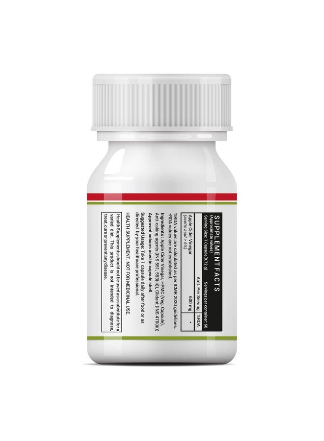 INLIFE Apple Cider Vinegar Supplement | Weight Management, Metabolism, Healthy Digestion | Plant Based Nutrition, 600mg - 60 Vegetarian Capsules (Pack of 1, 60) - Image 4