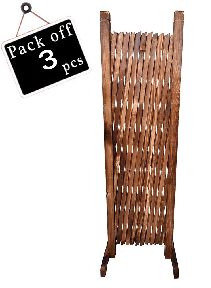 LINGWEI Wooden Trellis Fence Brown 98x120cm 3pcs - Image 1