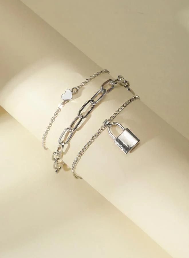تايك تو Set of 3 - Lock Pendant Anklet
