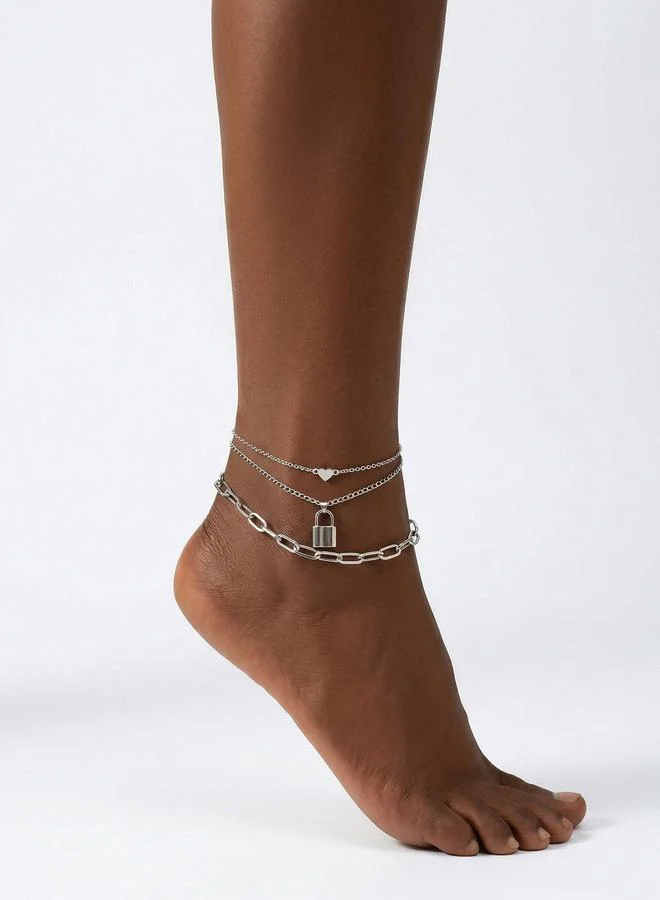 تايك تو Set of 3 - Lock Pendant Anklet
