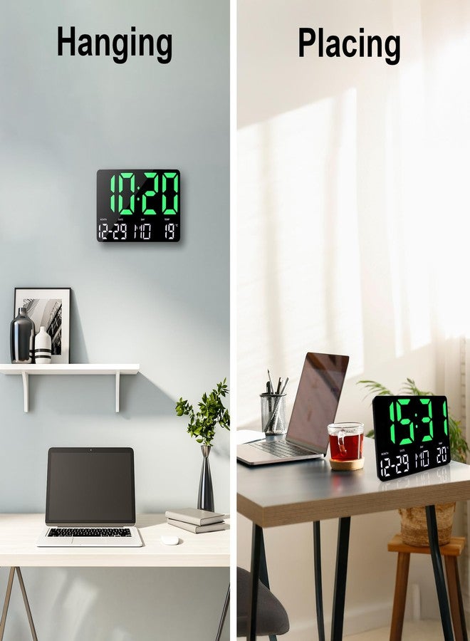 ساعة حائط رقمية LED كبيرة الحجم مقاس 12 بوصة من لافوكس، قابلة للتركيب على الحائط أو كساعة مكتبية مع جهاز تحكم عن بعد، منبه، تاريخ، يوم، درجة حرارة، ساعات إلكترونية عصرية لغرفة النوم، غرفة المعيشة، المكتب، لون أخضر - Image 3
