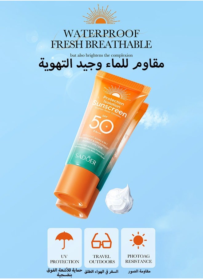 سادور لوشن واقي من الشمس مقاوم للماء وغير دهني مع طيف واسع، زيت معدني للوجه والجسم واقي من الشمس بعامل حماية من الشمس 50، حماية من الأشعة فوق البنفسجية الطويلة والمتوسطة، خفيف الوزن وسريع الامتصاص، 50 جم  - Image 5
