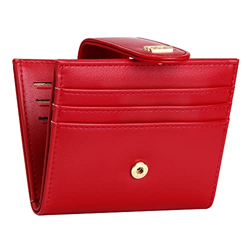 GEEAD Red Mini Small Wallets for Women Slim Bifold Credit Card Holder Minimalist Zipper Coin Pocket Red Wallet for Christmas - Image 1