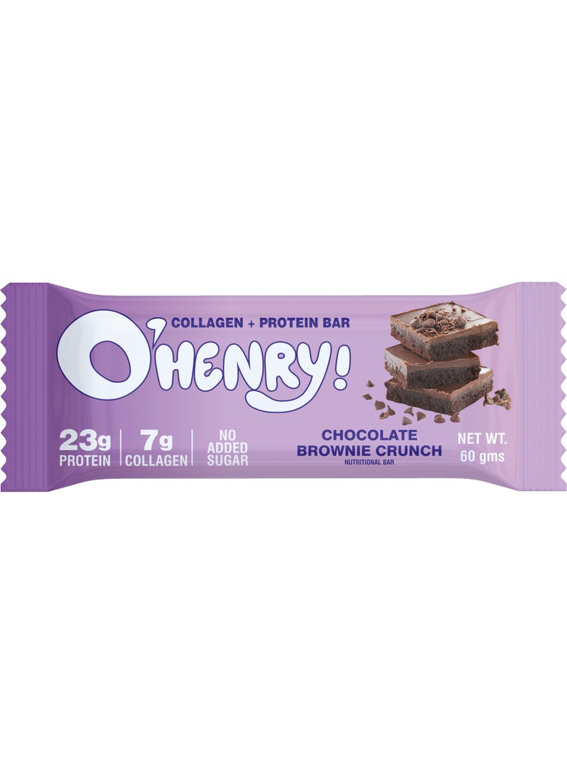 O'HENRY NUTRITION Collagen + Protein Bar - Chocolate Brownie Crunch, No Added Sugar, 23g Protein, Pack of 12 (60g Each) - Image 2