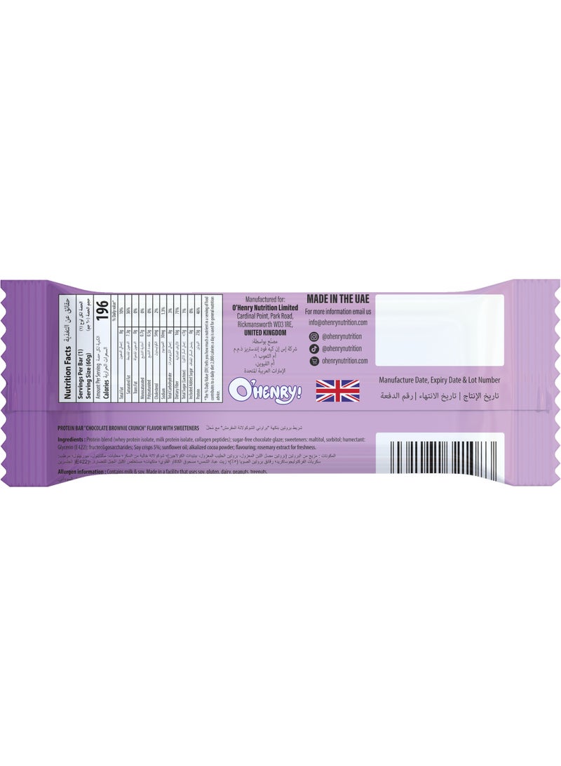 O'HENRY NUTRITION Collagen + Protein Bar - Chocolate Brownie Crunch, No Added Sugar, 23g Protein, Pack of 12 (60g Each) - Image 3