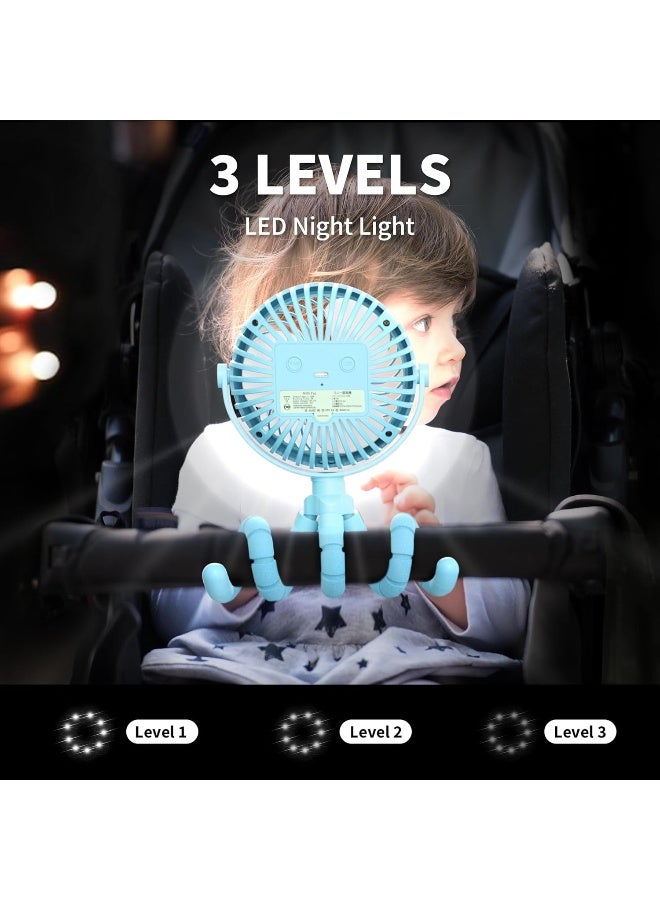 AMACOOL Battery Operated Stroller Fan Flexible Tripod Clip On Fan with 3 Speeds and Rotatable Handheld Personal Fans for Car Seat Crib Bike Treadmill (Blue) - Image 4