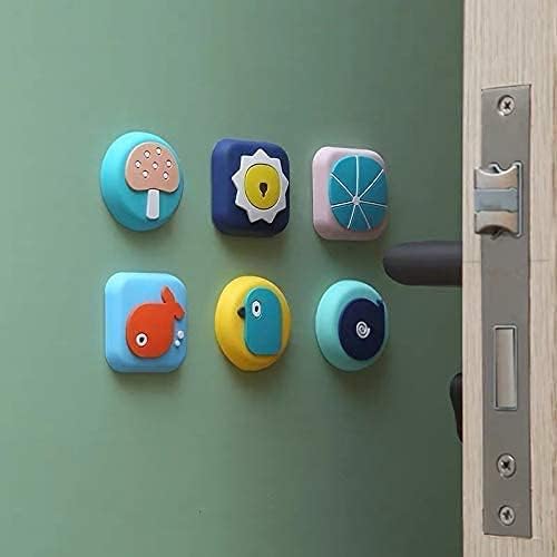 DLEST 6 PCs Silicone Door Handle Crash Pad Cartoon Wall Protector Door Knob for Protecting Wall, Doorknobs, Refrigerator Door, Cabinets from Damage - Image 1