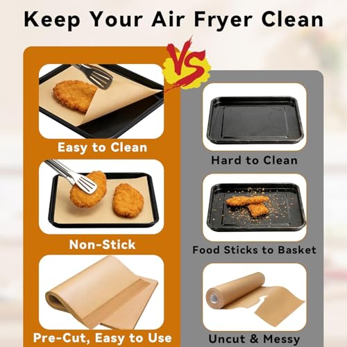 AODPWEN Non-Stick Parchment Paper Sheets for Air Fryer & Oven, 100PCS Disposable Baking Liners, Easy Clean, Heat Resistant, Compatible with Ninja French Door Oven FO101 - Image 4