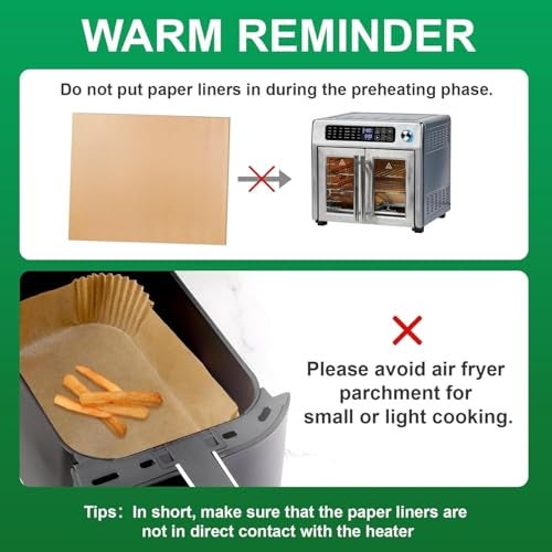 AODPWEN Non-Stick Parchment Paper Sheets for Air Fryer & Oven, 100PCS Disposable Baking Liners, Easy Clean, Heat Resistant, Compatible with Ninja French Door Oven FO101 - Image 3