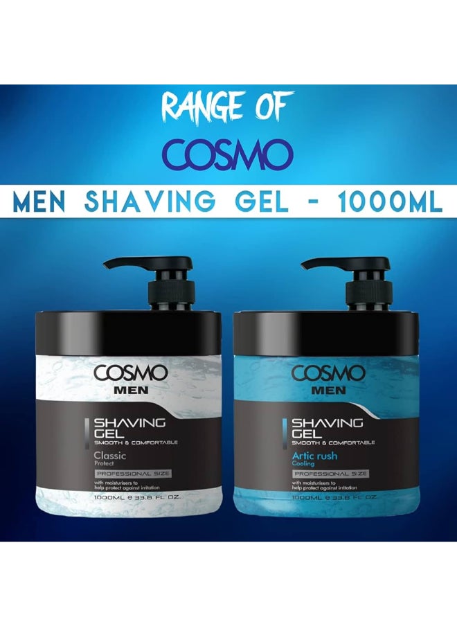 COSMO Classic Premium Shaving Gel For Men 1000ml, Protect  - Image 5