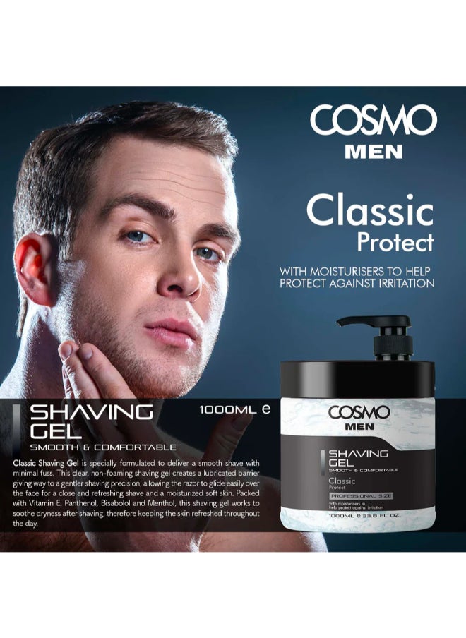 COSMO Classic Premium Shaving Gel For Men 1000ml, Protect  - Image 2