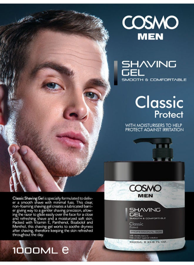 COSMO - Classic Premium Shaving Gel For Men 1000ml, Protect - Image 1