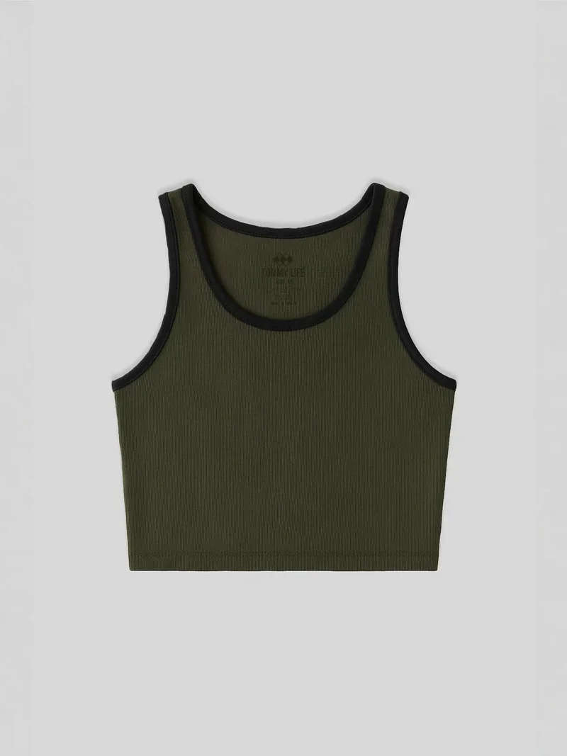 TOMMYLIFE TOMMY Ribbed Sleeveless Crop Top